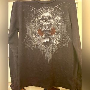 Y2k long sleeve skull shirt